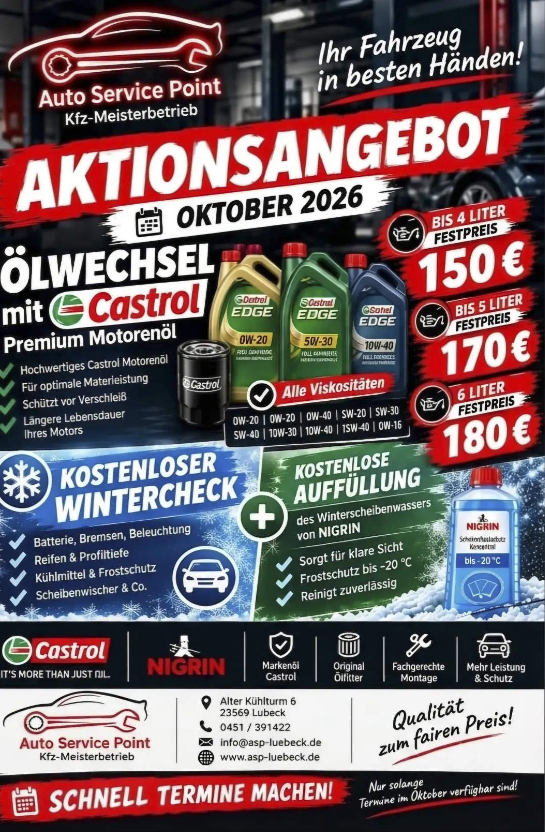 klick mich! Ölwechsel mit Wintercheck und Auffüllung